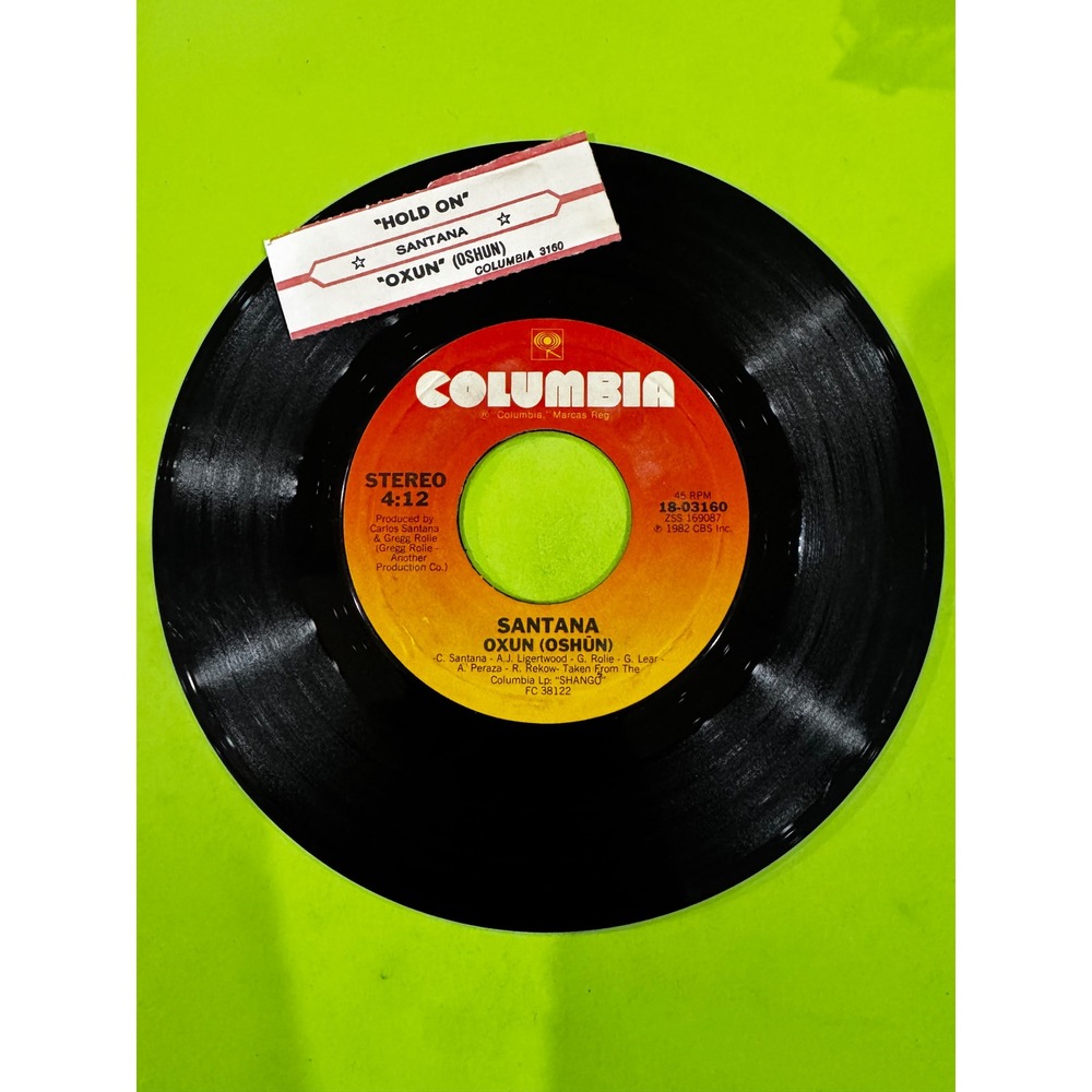 Santana Hold On Oxun Oshun 7 Vinyl 45 RPM Single Columbia 18-03160 1982 Rock